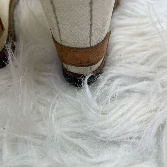 Chanel Light Brown Slingback Peep Toe Leather Wedge Sandals - Picture 14 of 16